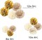 White Gold Champagne Tissue Paper Pom Poms Decor Hanging Tissue Flowers Poms Decorations Pack of 12 for Wedding, Birthday, Baby Shower ,Party Backdrop Decor ect. (12", 10", 8" Tissue Paper Flowers)